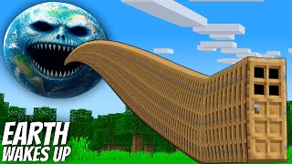 I found a LONGEST DOOR to EARTH PLANET WAKES UP in Minecraft ! What's INSIDE the LONGEST DOOR ?