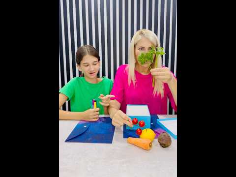 3 Marker Challenge 💐🥬🍅🍋😮 #3markerchallenge #threewikifamily #shorts