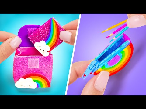 ÚTILES ESCOLARES EN MINIATURA DE BRICOLAJE 🌈🎒📒