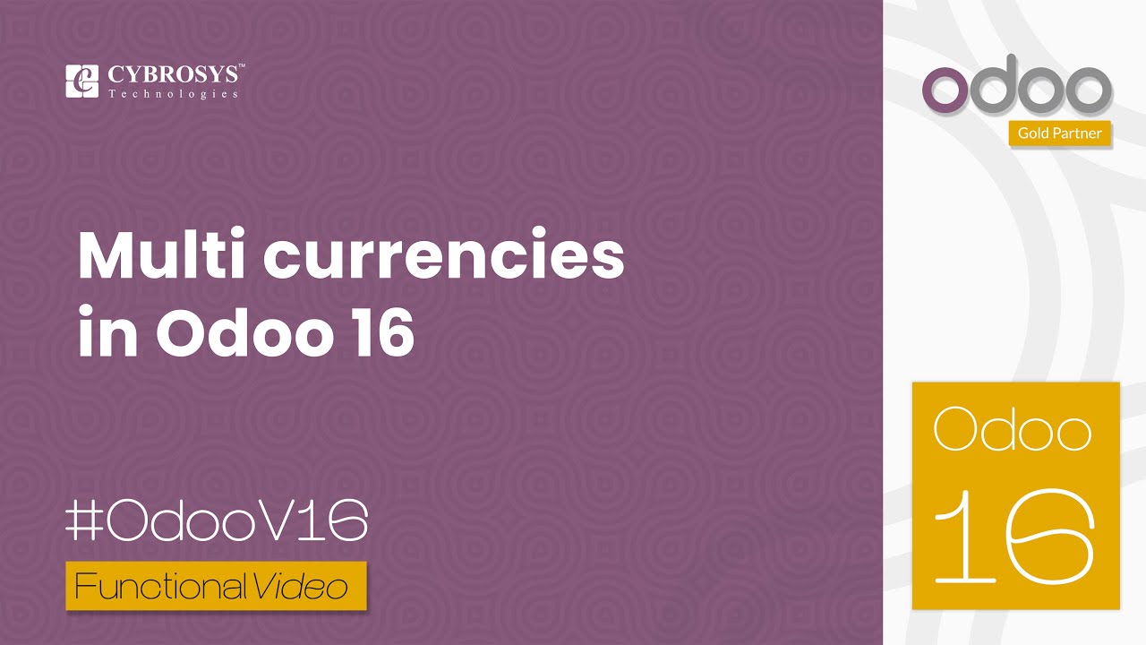 How to Manage Multi-Currency in Odoo 16 | Odoo 16 Functional Videos | 27.12.2022

You can send sales invoices, quotations, and purchase orders as well as receive bills and payments in currencies other than your ...