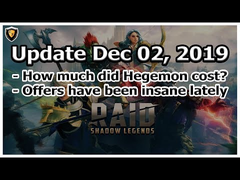 RAID Shadow Legends | Update Dec 02, 2019 | Hegemon Update / Crazy Offers Lately