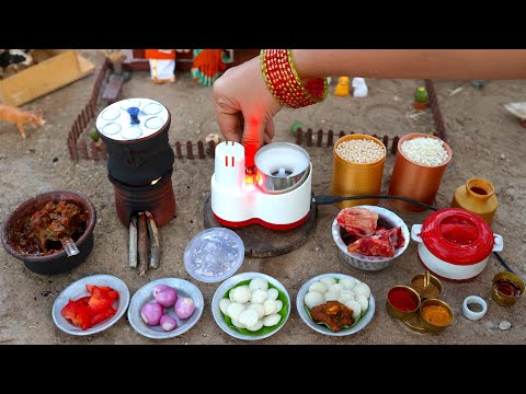 Mini Grinder - Making Mini IDLI | Mutton Salna | Miniature Cooking | The Tiny Foods-Hindi