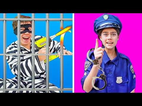 Nastya Artem Mia se divierte jugando a los niños ladrones