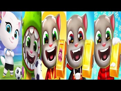 Talking Tom Gold Run New Update Christmas VS Halloween Flower Power Football Fever 2024  Tom Angela