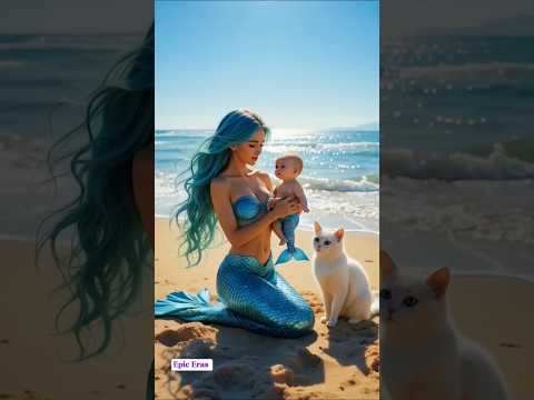 The Brave White Cat and the Mermaid's Lost Baby. #mermaid #cat #shortvideo #beach #sea #history