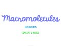 Macromolecules and Their Functions