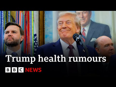 YouTube video thumbnail: US President Donald Trump Addresses Health Rumours