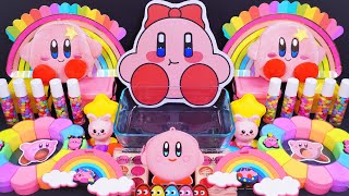 🌈ASMR🌈 Mixing "Kirby" MakeUp Eyeshadow,Glitter Into Clear Slime satisfying #슬라임 (773)