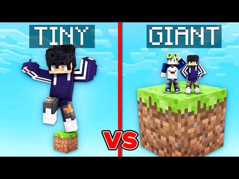 TINY Vs GIANT One Block Battle in Minecraft!!