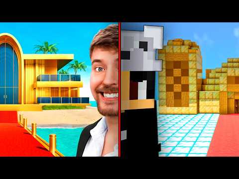 Aldeas de $1 Vs Aldeas de $250,000 dentro del Minecraft | Inspirado en mrBeast