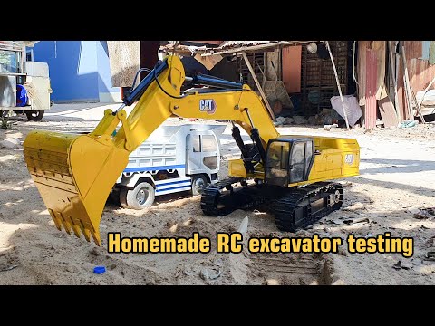 Test my homemade RC excavator CAT 395 1/10 scale