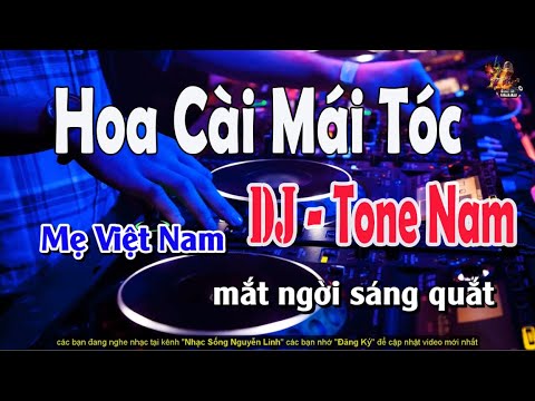 Karaoke Hoa Cài Mái Tóc Remix Tone Nam | Nhạc Sống Nguyễn Linh