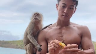 Tarzan's morning routine on a remote island