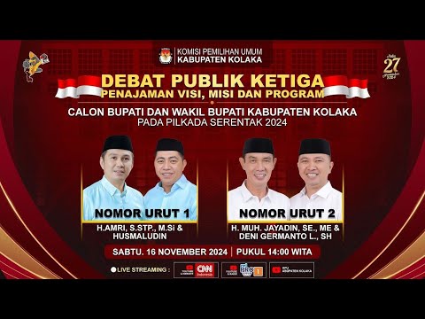 Debat Publik Ketiga Penajaman Visi dan Misi dan Program Calon Bupati dan Wakil Bupati Kolaka