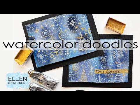 Watercolor Winter Doodle Cards