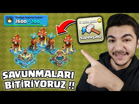 SÜPER SARJLI SAVUNMALARI BİTİRİYORUZ !! - Clash Of Clans