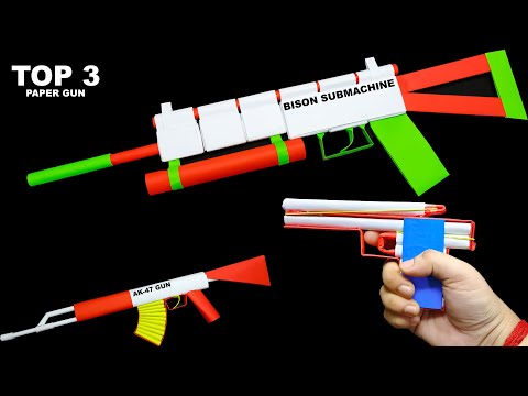 Top 3 paper gun | how to make a paper gun | paper gun that shoots | Amazing Paper Gun Making Easy