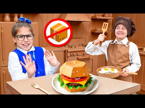 Eva and Cardboard Cafe Adventure challenge for kids