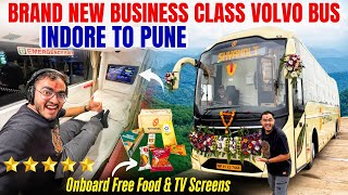 INDORE TO PUNE in Brand New Business Class VOLVO Bus Inauguration | Onboard Free Food & TV Screens