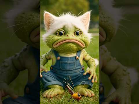 🐸What happens when a kitten turns into a frog? #aicat #funny #animals