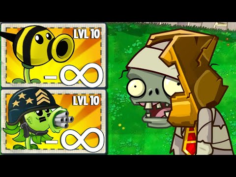 PvZ 2 Challenge - 1 Mega Primal Power Up Infinite Vs 100 Pyramid Head Zombies