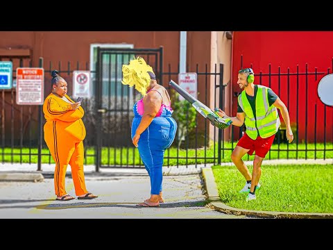 Blowing girls WIGS OFF PRANK!