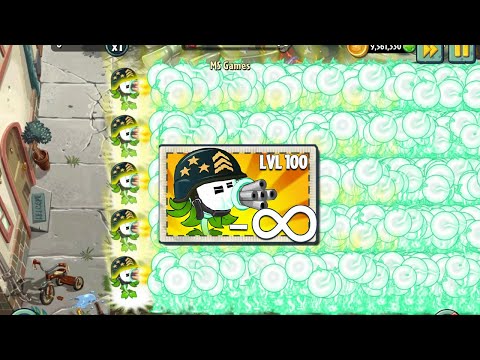 PvZ 2 Challenge - Every Plants Level 100 use 1 Power Up Vs Impunk Zombies Level 45