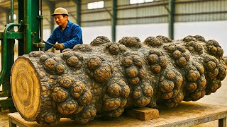 Great Technique with Super Solid Rough Burl Wood ? What This Carpenter Is Building Will Surprise You