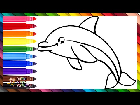 Draw And Color A Cute Dolphin 🐬🌈 Drawings For Kids