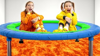 The Floor Is Lava Story | Vania Mania Kids hide on the Trampoline