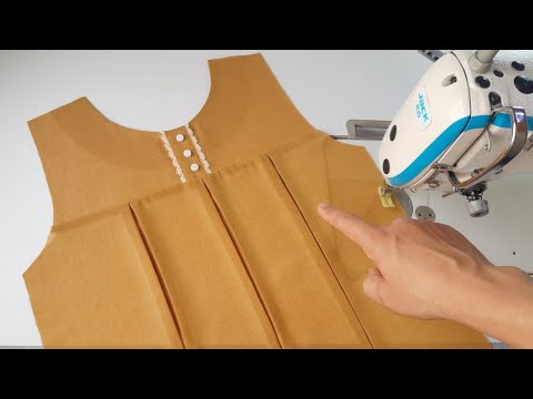 Beautiful Simple Button Placket neck design || amazing kurti front neck with lace