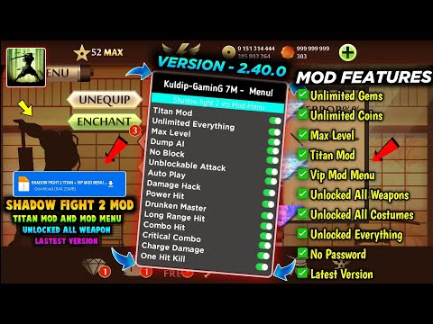 shadow fight 2 mod apk max level 52 unlimited money latest version media fire - Mod Menu