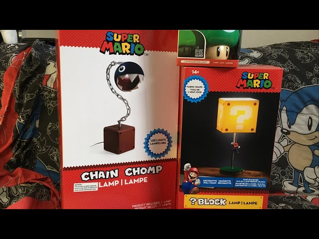 Mario chain chomp and ?-block Lamps unboxing LIVE