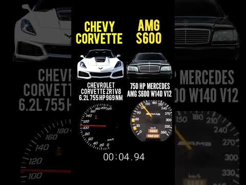 750 hp Mercedes amg s600 w140 v12 vs Chevrolet Corvette zr1 v8 6.2l 755 hp 969 nm