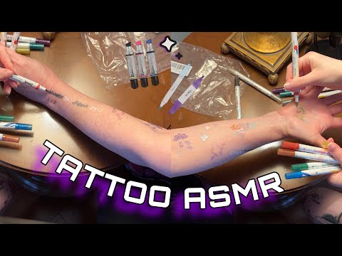 ASMR Drawing Tattoos ✍️ on My Friend! Real Person ASMR, Placebo Effect (soft skin sounds)