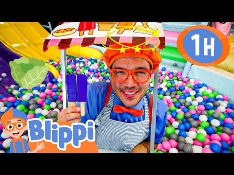 Blippi Goes to a CANDY PLAYGROUND | Blippi | 🚌Wheels on the BUS Songs! | 🚌Nursery Rhymes for Kids