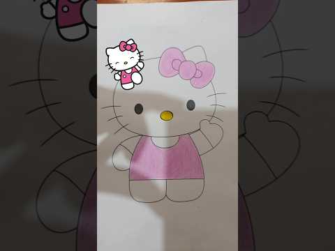PINTANDO A HELLO KITTY CON LOS COLORES QUE ELIJA MI HIJA