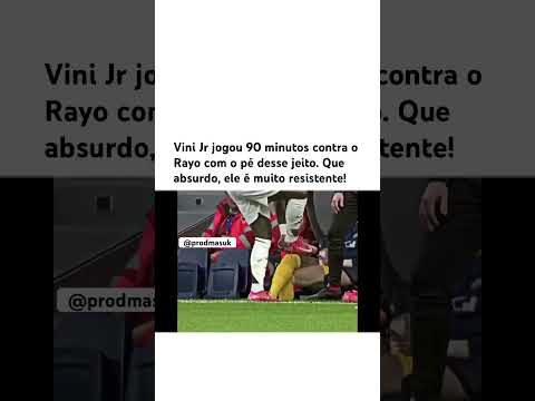 Vini Jr jogou 90 minutos contra o Rayo com o pé desse jeito. Que absurdo, ele é muito resistente!