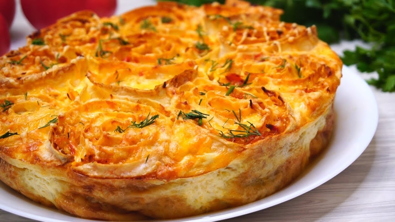 Пирог с капустой без замеса теста.
