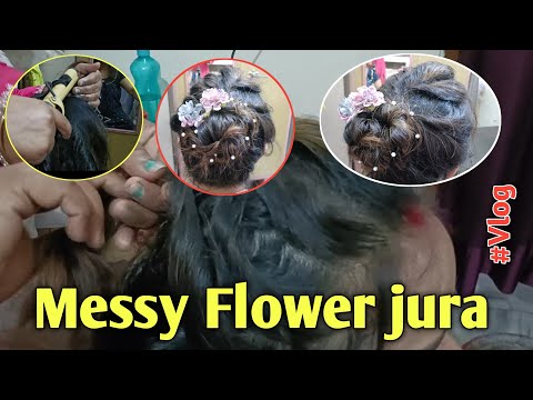 Ap bhi Bana Sakate hai Messy Flower Jura Ghar par | Hair Style In Beauty Parlour Sikhiye ap bhi aj