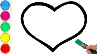 Simple Heart Drawing and Coloring for Kids| Learn Shapes Together