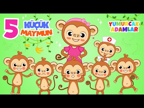 Beş Küçük Maymun 🐵 Çocuk Şarkıları 🥁 Sayıları Öğreniyorum 🔢 Yumurcak Adamlar 💚