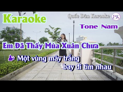 Karaoke Em Đã Thấy Mùa Xuân Chưa | Slow Rock | Tone Nam (Dm,Tp:60) | Quốc Dân Karaoke
