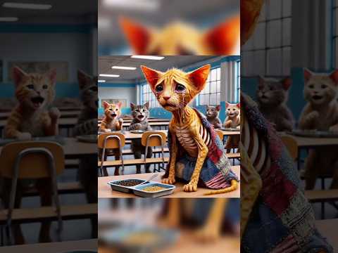सभी लोगो ने इस कमजोर बिल्ली को तंग किया😺#cat #catlover #aicat #cutecat #shorts #story
