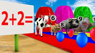Long Slide Game With Cow Cartoon Elephant Buffalo 3d Animals Educational Game
