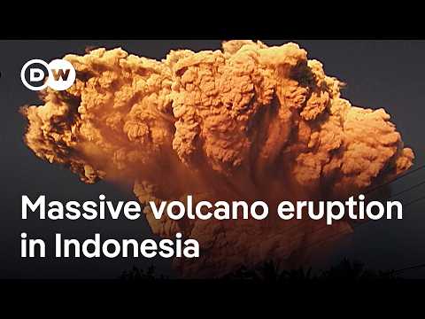 YouTube video thumbnail: Volcano Eruption Grounds Flights and Disrupts air Travel Across Indonesia