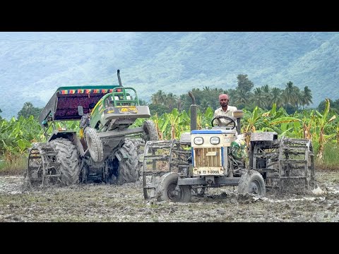 John Deere 5045 D Tractor Stuck in Mud Owner Rescued by Swaraj 834 FE Tractor | Tractor video