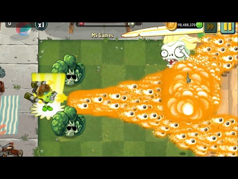 Plants x50 use 1 Power Up Vs Boss Surfer Zombie Level 25 - Who will win ? - PvZ 2 Challenge