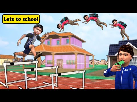 Parkour Late for School Long Run Hurdles Jumping Olympics Hindi Kahaniya Hindi Stories Moral Stories