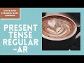 Practicing Spanish Present Tense AR Verbs in a Coffee Shop